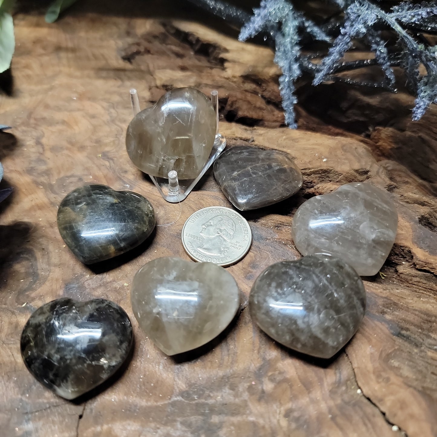 Smokey Quartz Heart 1"