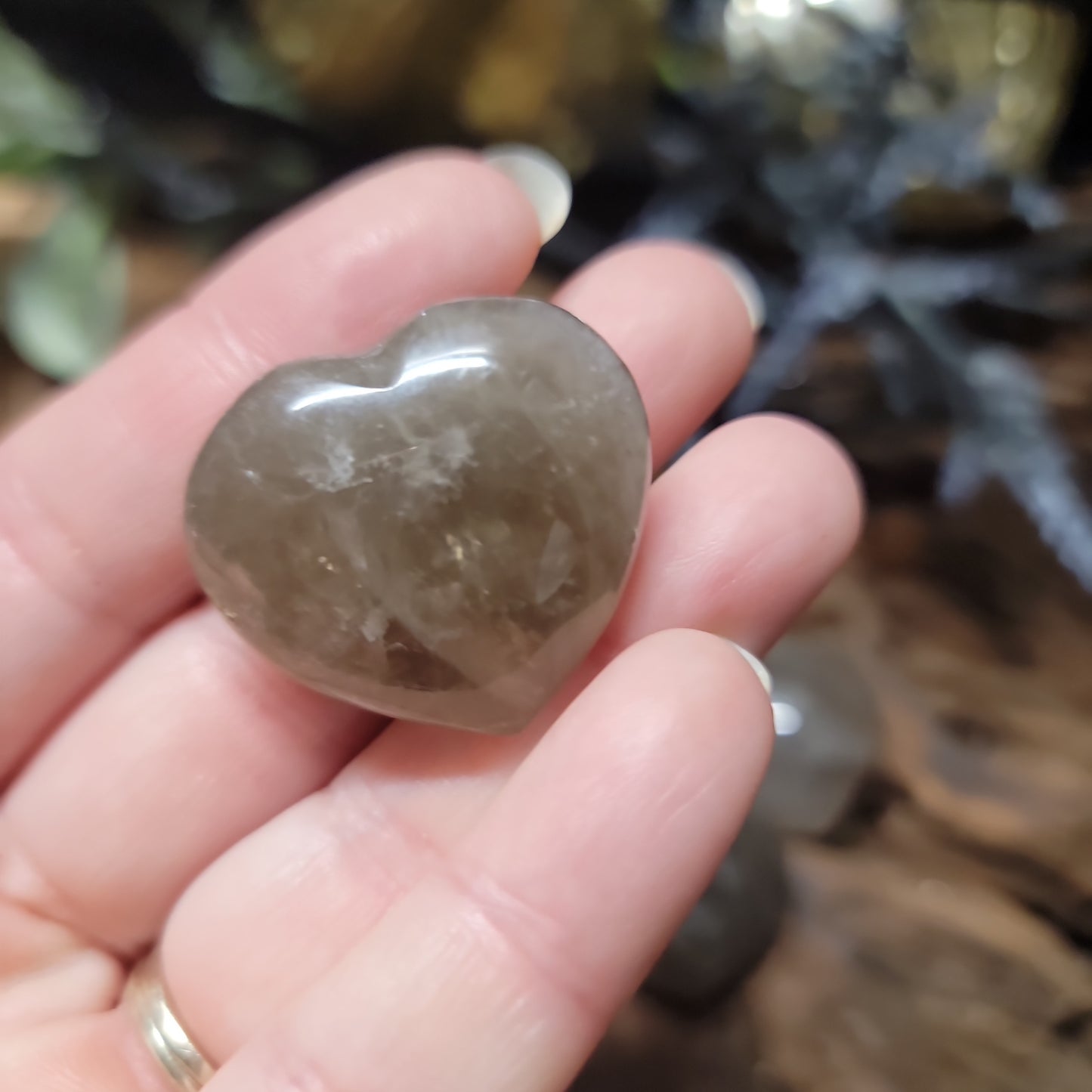 Smokey Quartz Heart 1"