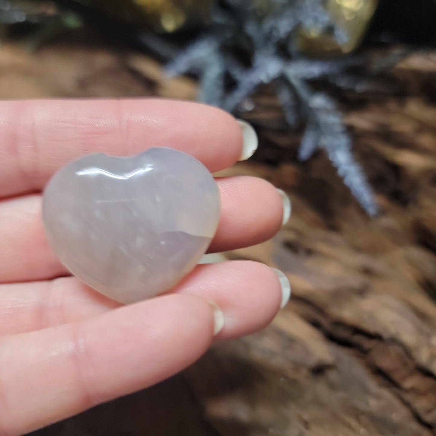 Blue Rose Quartz Heart 1"