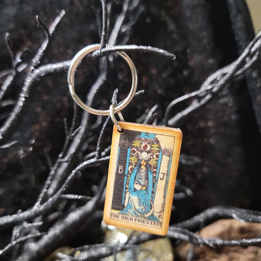 High Priestess or The Empress Tarot Card Keychain – 2" Wooden Witchy Keyring
