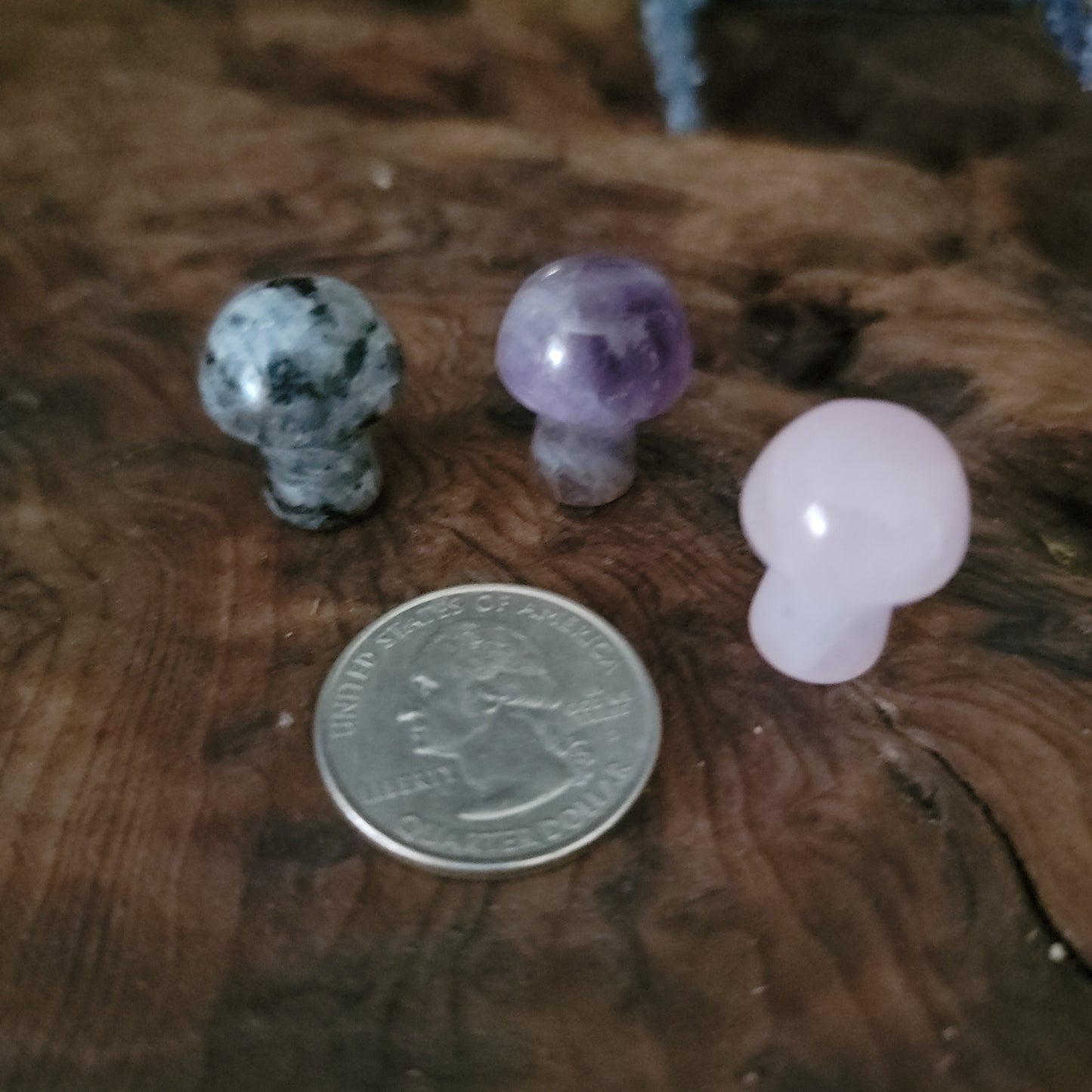 Crystal Mushroom – Labradorite, Amethyst, Rose Quartz Mini 3/4"