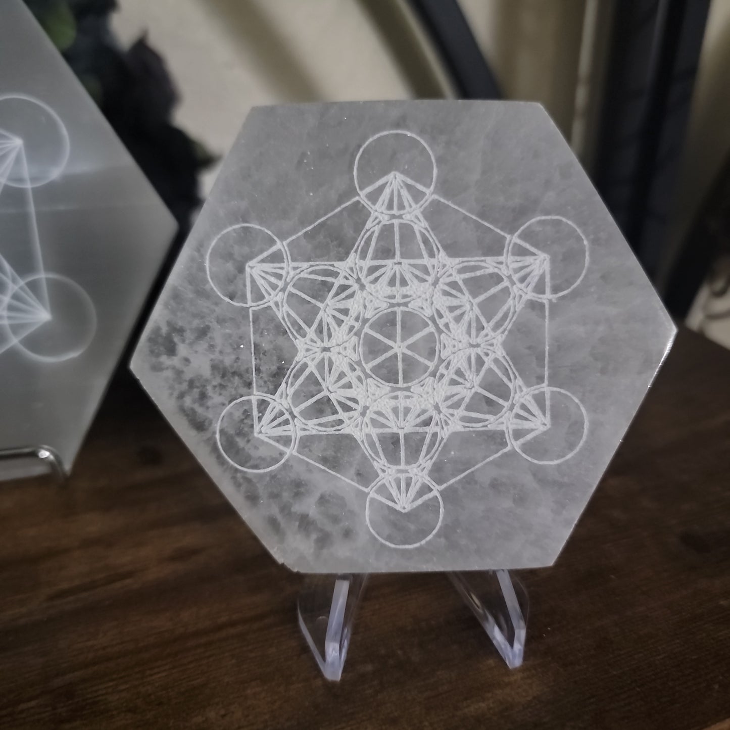 Selenite Sacred Geometry Crystal Grid, Selenite Metatron Crystal Grid, Selenite Crystal Grid, Selenite Sacred Geometry, Metatron Grid