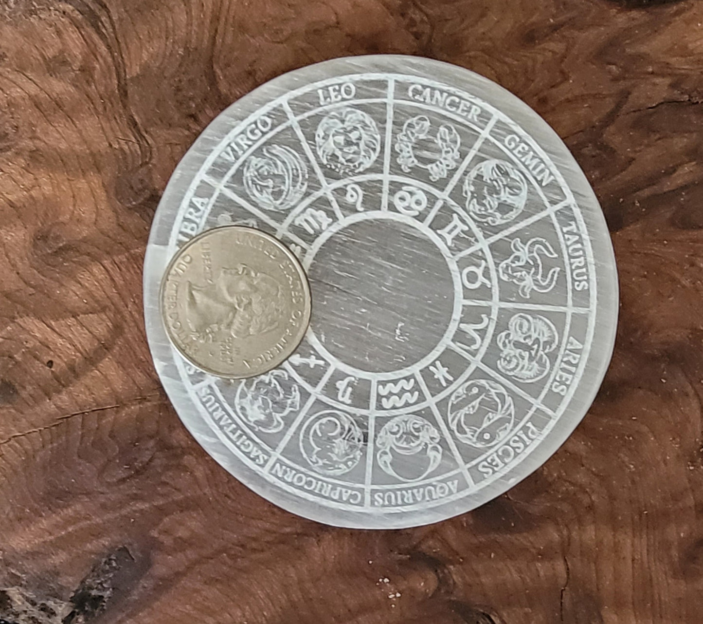 Astrology Selenite Charging plate, Zodiac Selenite Charging Plate, Zodiac Plate, Astrology Plate, Horoscope Selenite Plate, Zodiac Wheel Selenite