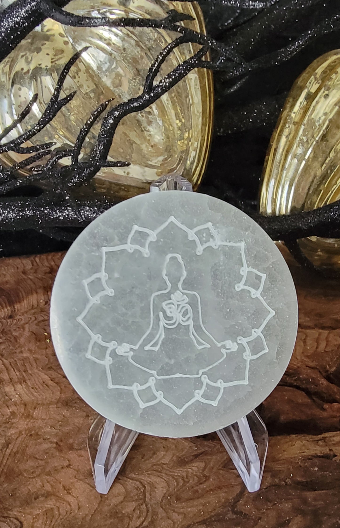 Lotus Flower Yoga Selenite Plate, Yoga Crystal Grid, Lotus Flower Selenite Plate, Lotus Selenite Plate,Yoga Selenite Plate