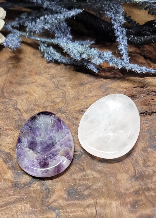 Crystal Worry Stone, Rose Quartz Worry Stone, Rose Quartz Bowl, Amethyst Worry Stone, Amethyst Bowl, Fluorite Worry Stone, Pocket Stone