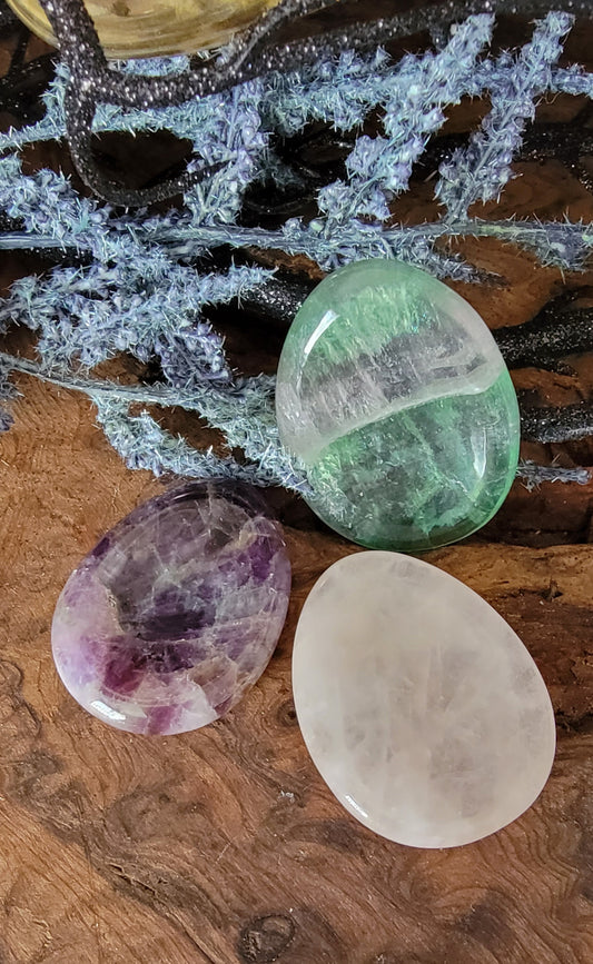 Crystal Worry Stone, Rose Quartz Worry Stone, Rose Quartz Bowl, Amethyst Worry Stone, Amethyst Bowl, Fluorite Worry Stone, Pocket Stone