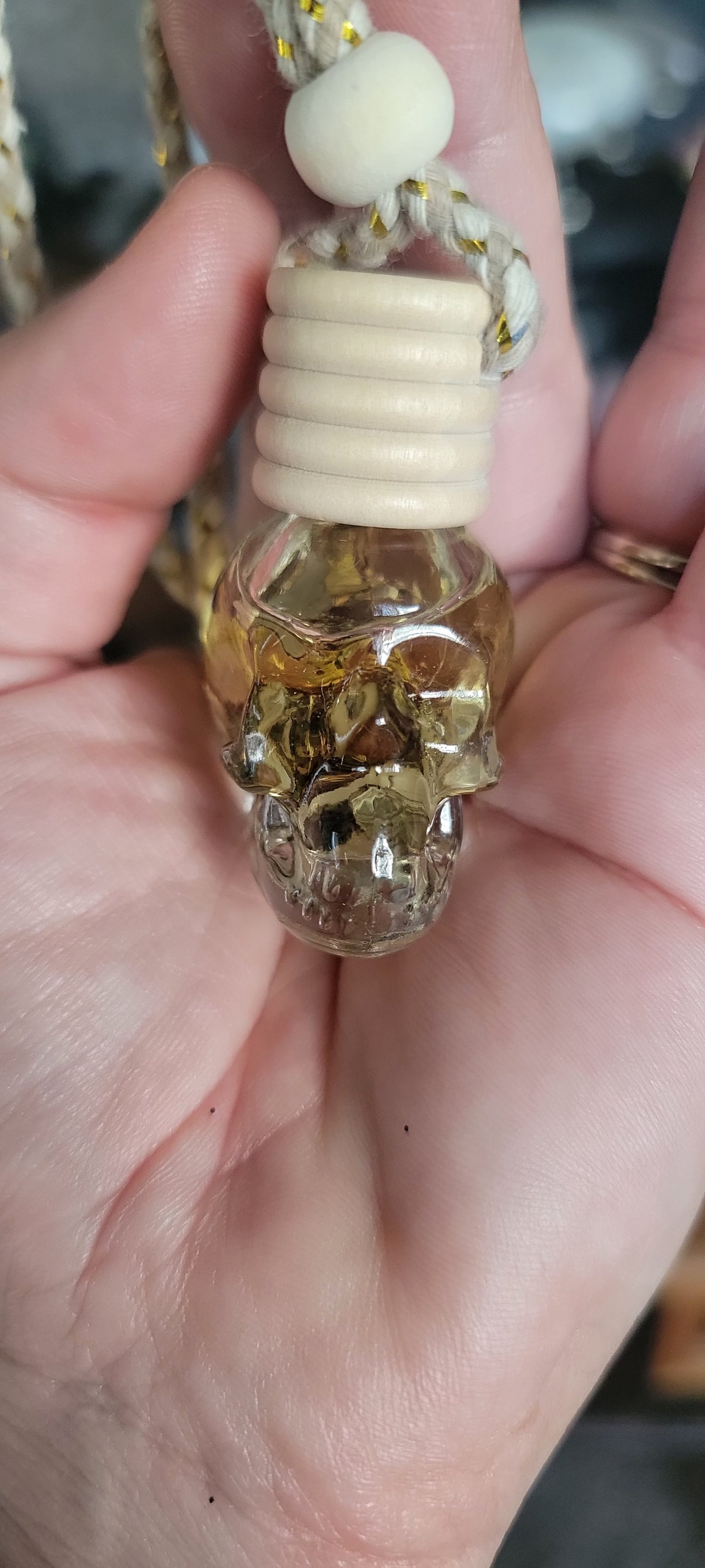 Glass Skull Protection spelled Car air freshener, Crystal Skull charmed car air freshener, Travel Protection Skull, Skull car oil diffuser