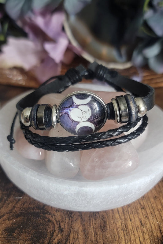 Triple Moon Goddess Bracelet – Three Cord Adjustable Pagan Wiccan Jewelry