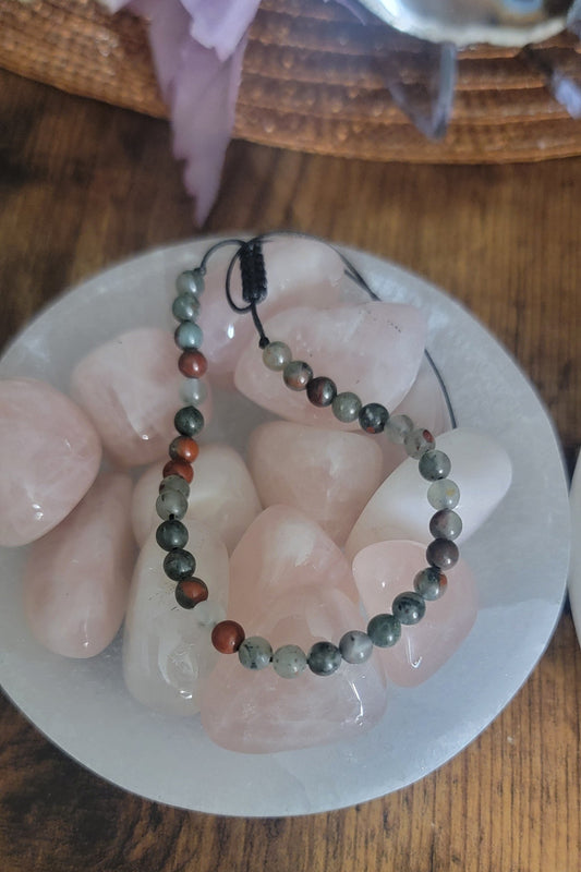 Bloodstone Adjustable Bracelet – Grounding, Strength & Vitality Crystal Jewelry