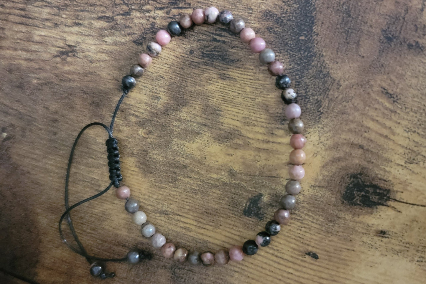 Rhodonite "The Rescue Stone " 4mm Adjustable String Bracelet, Crystal Bracelet, 4MM Adjustable bracelet