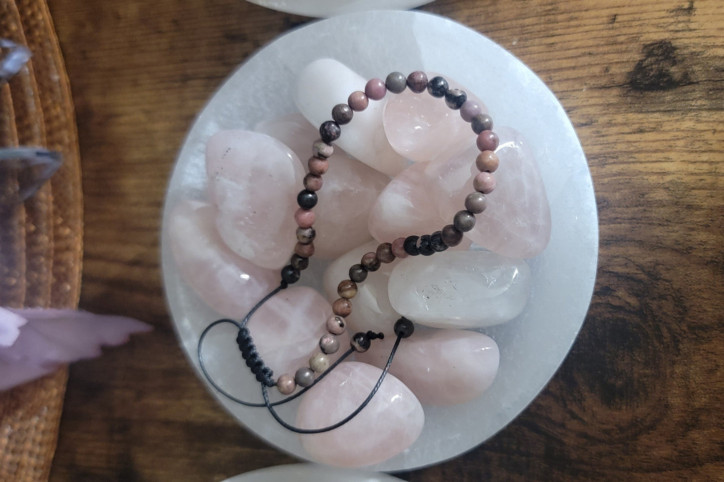 Rhodonite "The Rescue Stone " 4mm Adjustable String Bracelet, Crystal Bracelet, 4MM Adjustable bracelet