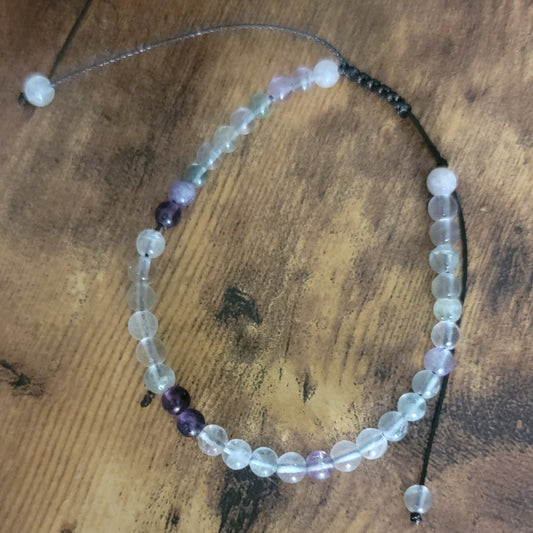 Fluorite symbolizes Clarity, Focus and Harmony  4mm Adjustable String Bracelet, Crystal Bracelet, 4MM Adjustable bracelet