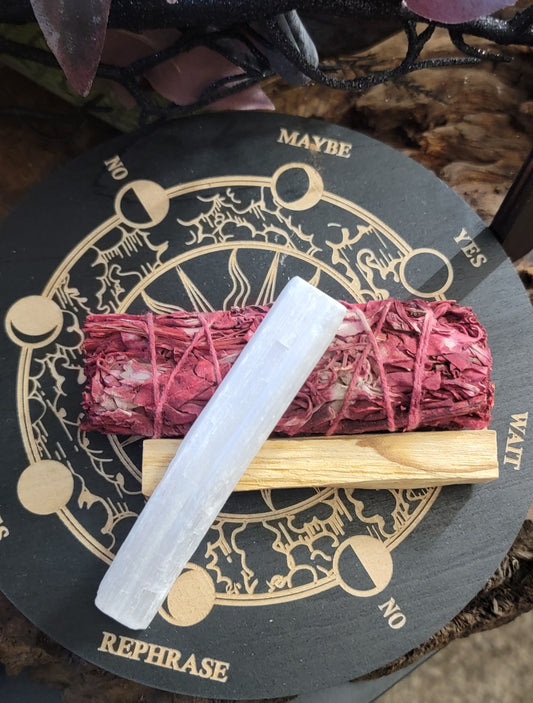 Dragon's Blood resin Dipped White Sage, Palo Santo & Selenite bundle