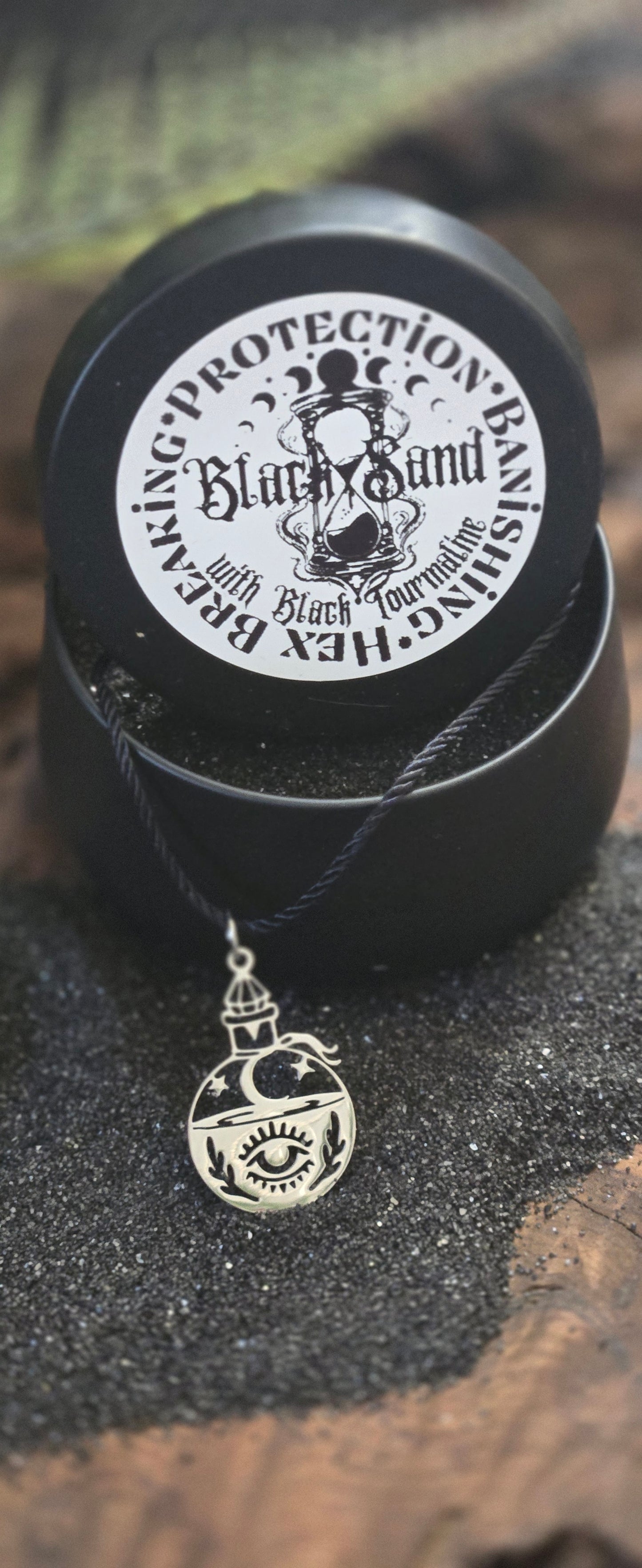 Black Sand infused with Black Tourmaline, Witch's Black Sand with Ground Black Tourmaline,