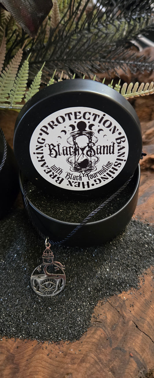 Black Sand infused with Black Tourmaline, Witch's Black Sand with Ground Black Tourmaline,