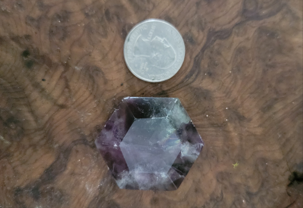 Hexagon Fluorite Worry Stone, Fluorite Worry Stone, Pocket Stone