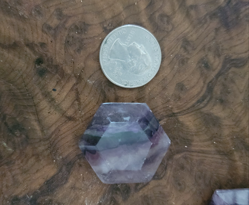 Hexagon Fluorite Worry Stone, Fluorite Worry Stone, Pocket Stone