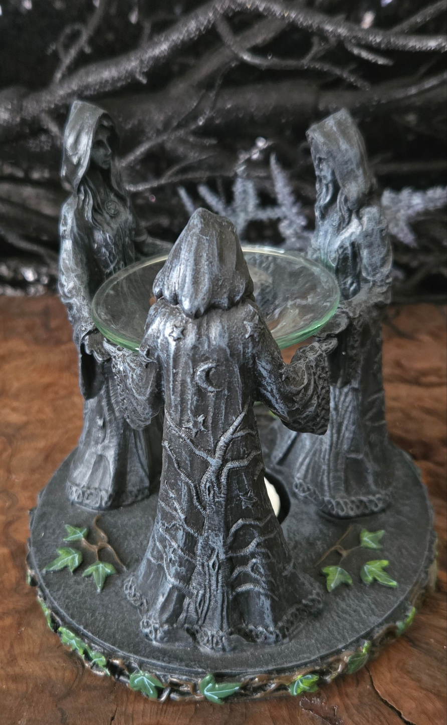 Triple Goddess Diffuser & Tealight Holder – Maiden Mother Crone Decor