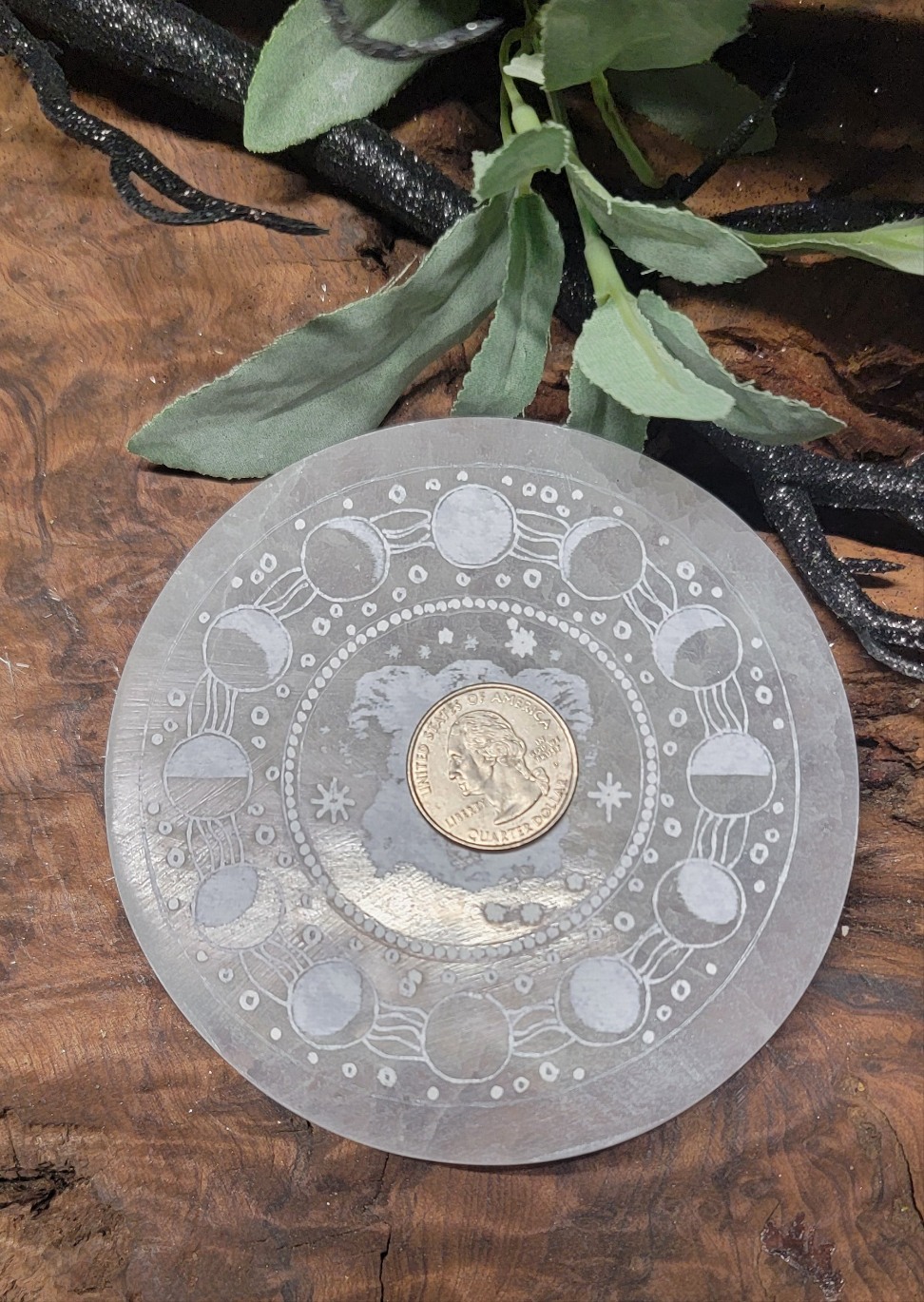 Selenite Triple Moon Goddess Plate, Goddess Crystal Grid, Moon Phase Selenite, Hecate Selenite Plate, Goddess Selenite Plate, Lunar phase