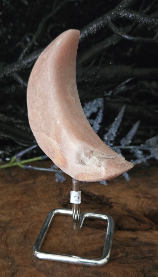Brazilian Pink Amethyst Crescent Moon, Druzy Pink Amethyst Moon on Stand