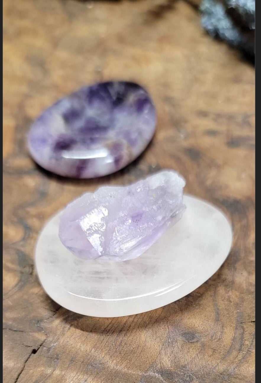 Crystal Worry Stone, Rose Quartz Worry Stone, Rose Quartz Bowl, Amethyst Worry Stone, Amethyst Bowl, Fluorite Worry Stone, Pocket Stone