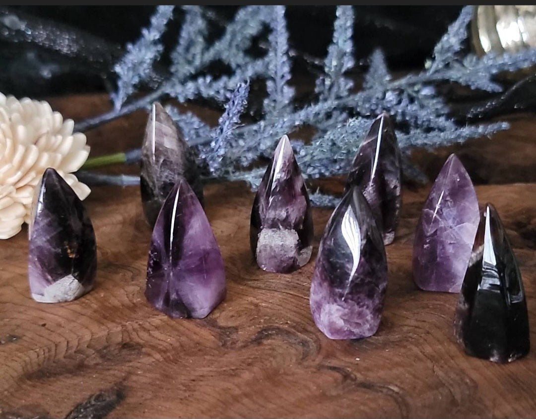 Midnight Purple Dark Amethyst Flame, Dark Purple Amethyst Flame, Brazilian Amethyst Flame, Amethyst Free Form, Amethyst Point