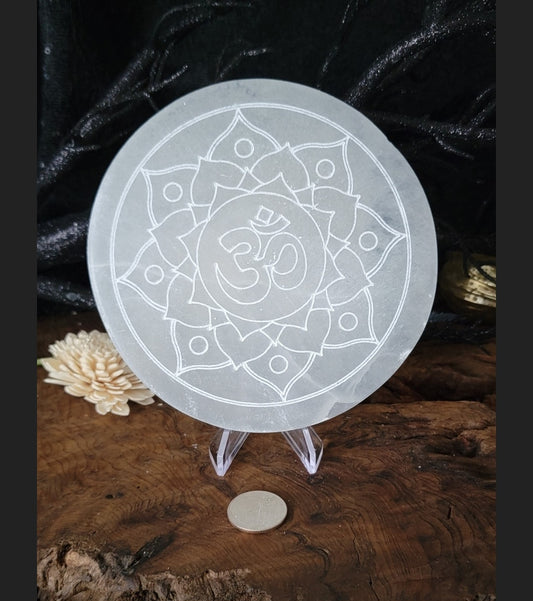 Yoga Selenite Charging Plate, Yoga Crystal Grid, Lotus Selenite Plate, Lotus Crystal Grid, Lotus Flower Selenite Plate, Selenite Lotus