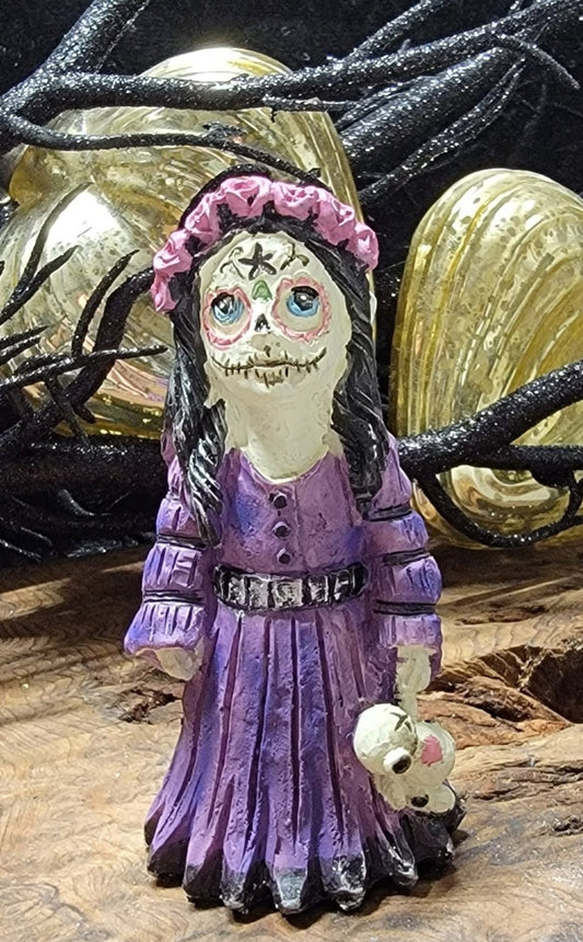 La Catrina Incense Burner, Day of the Dead Incense Burner, Sugar Skull Incense Burner, Girl Sugar Skull