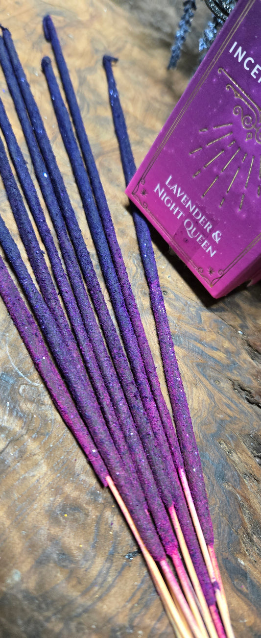 Moon Magic Incense Sticks – Lavender and Night Queen Scent with Purple and Pink Glitter for Lunar RitualS