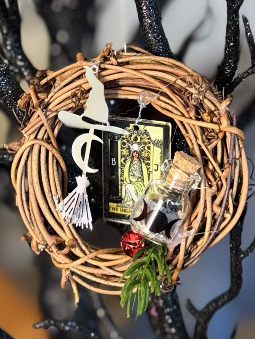 High Priestess Tarot Card Protection Spelled Ornament – Intuitive Energy & Psychic Shield Witchy Decor