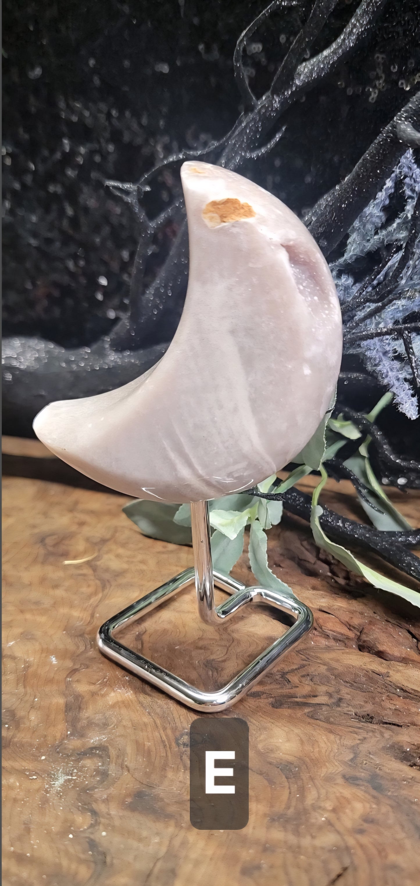 Brazilian Pink Amethyst Crescent Moon, Druzy Pink Amethyst Moon on Stand