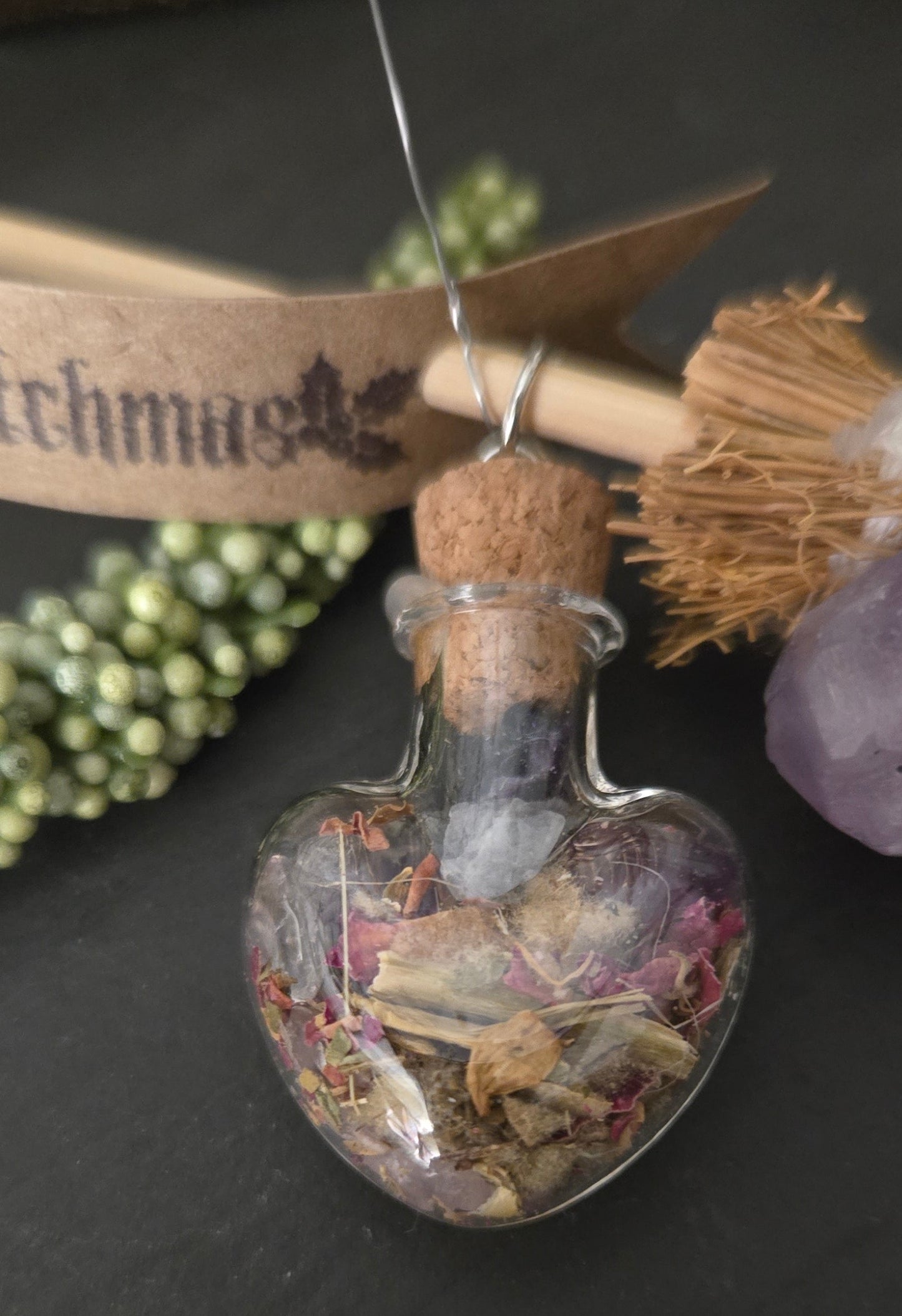 Witch’s Broom Merry Witchmas Ornament – Love Spell & Crystal Charm