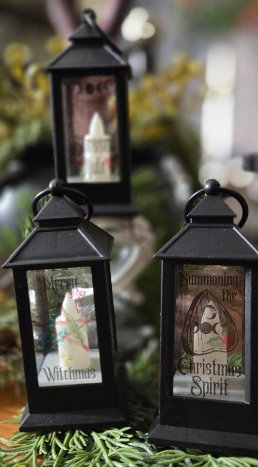 Dark Christmas Lantern Ornament set, Krampus or Witchmas Lantern Trio