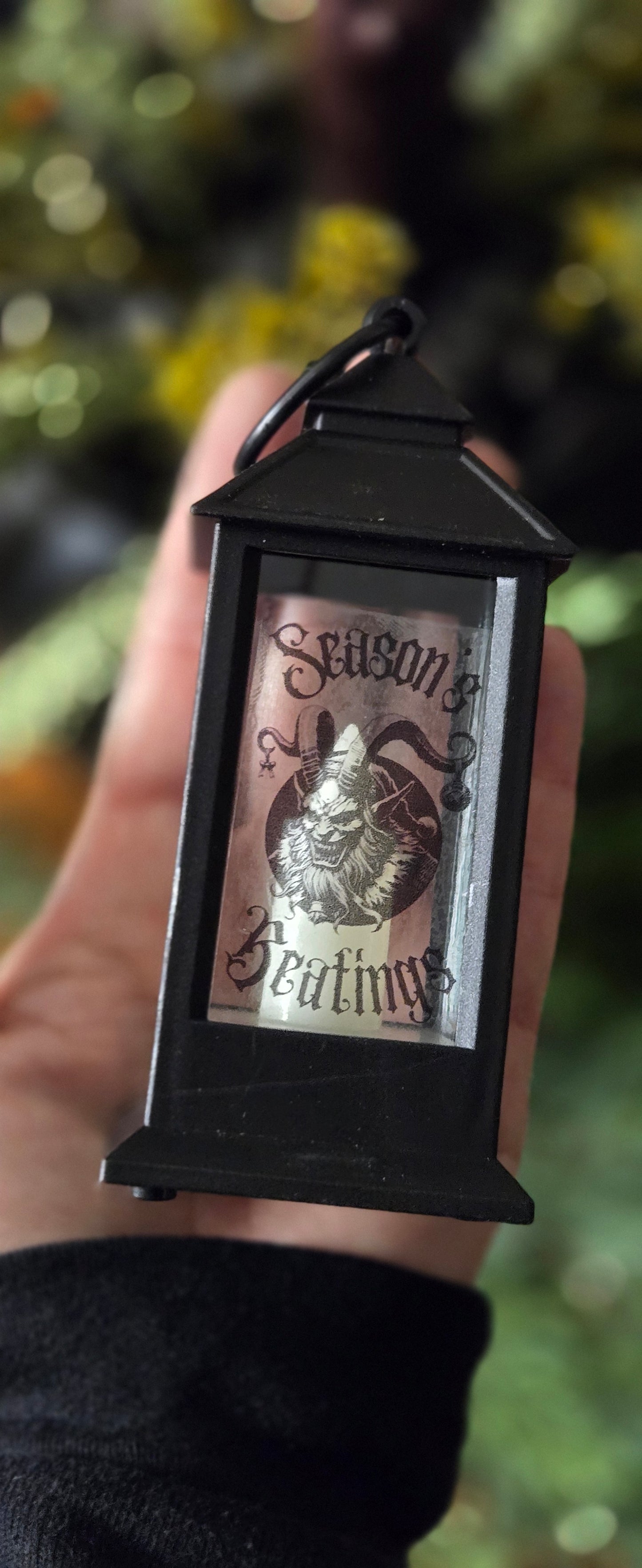 Dark Christmas Lantern Ornament set, Krampus or Witchmas Lantern Trio