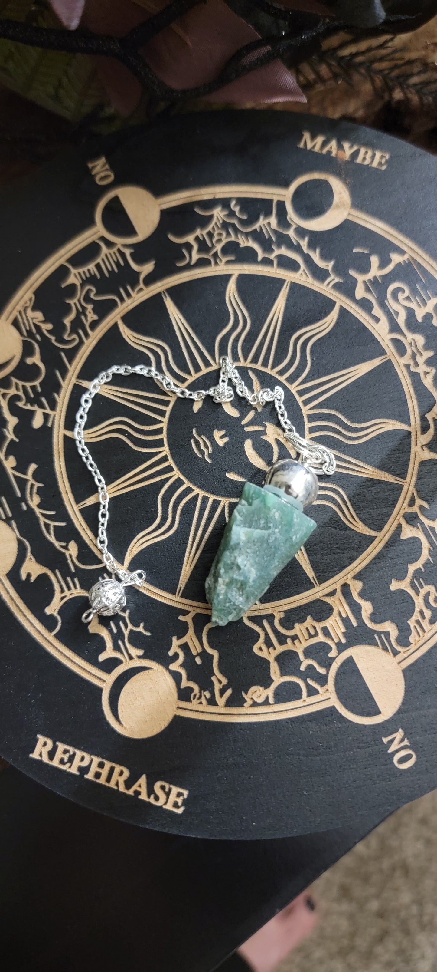 Green Aventurine tumbled Pendulum,  Green Aventurine Rough Pendulum