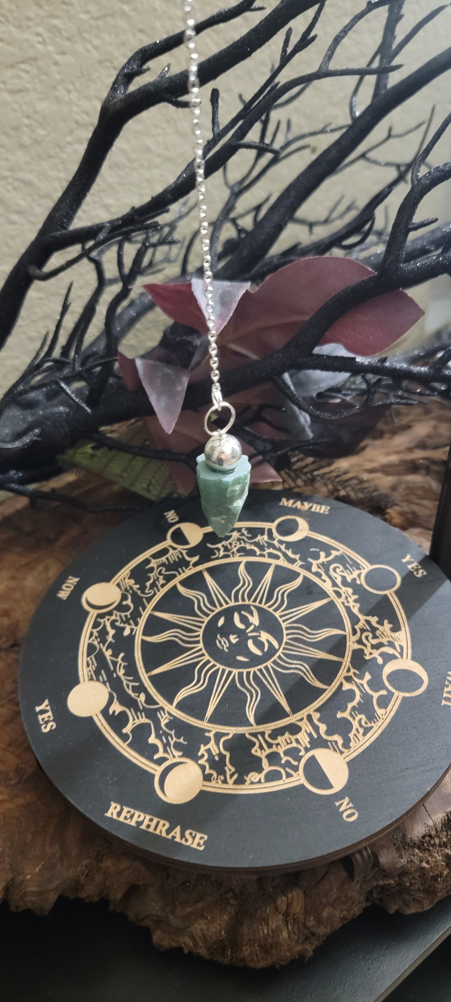 Green Aventurine tumbled Pendulum,  Green Aventurine Rough Pendulum