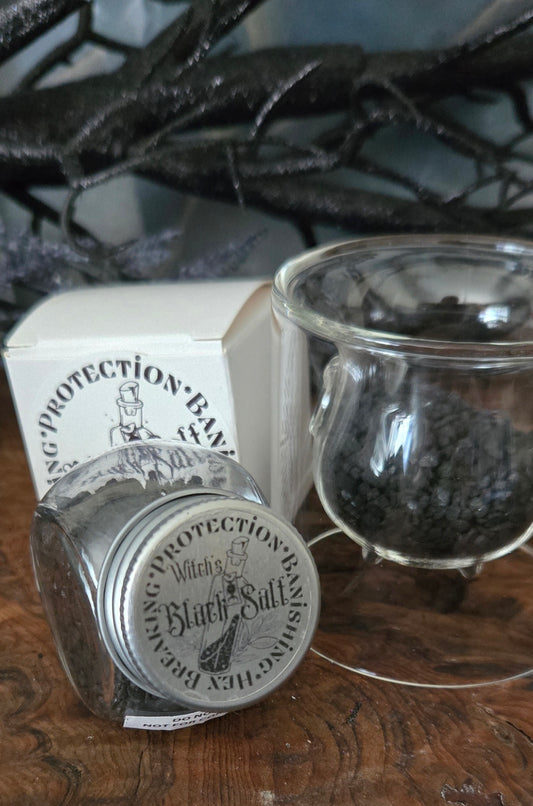 Witch’s Black Salt in Reusable Glass Jar — Protection, Banishing & Cleansing