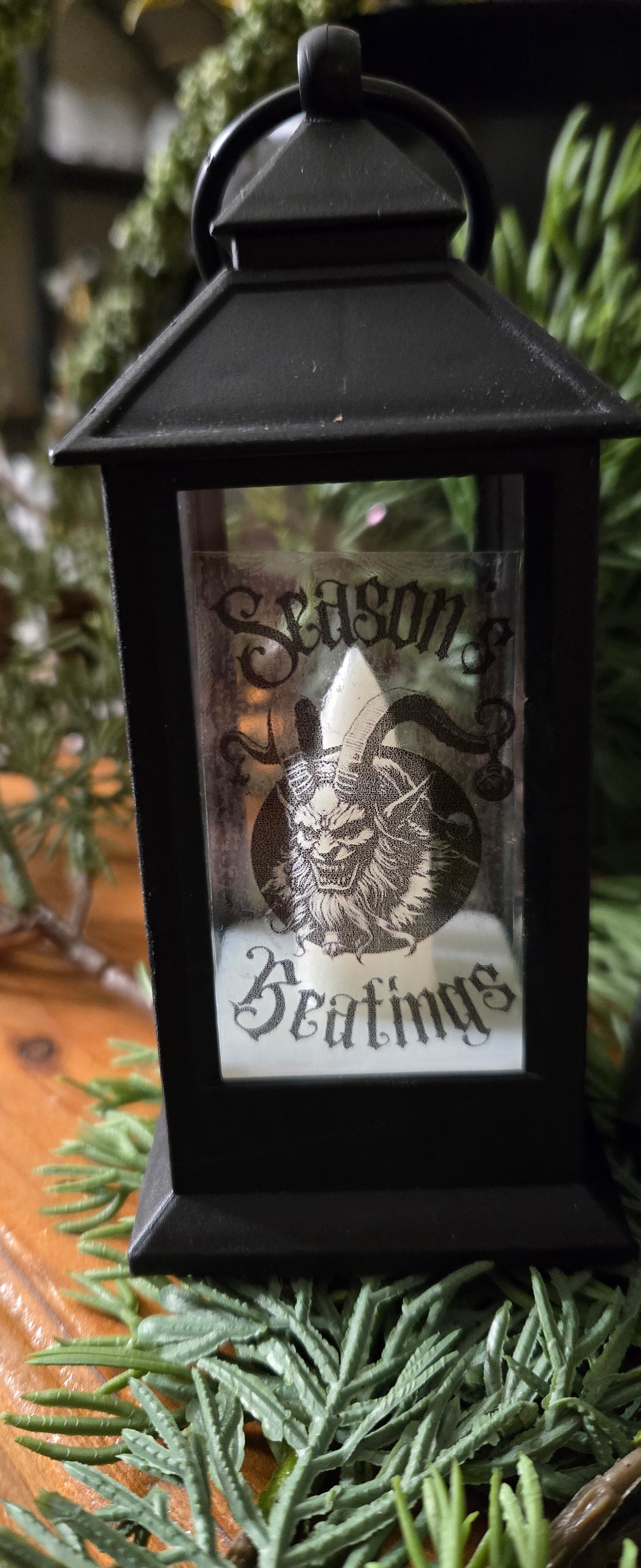 Dark Christmas Lantern Ornament set, Krampus or Witchmas Lantern Trio