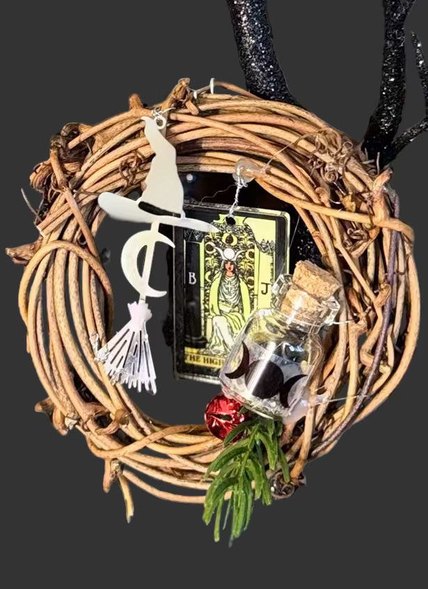 High Priestess Tarot Card Protection Spelled Ornament – Intuitive Energy & Psychic Shield Witchy Decor