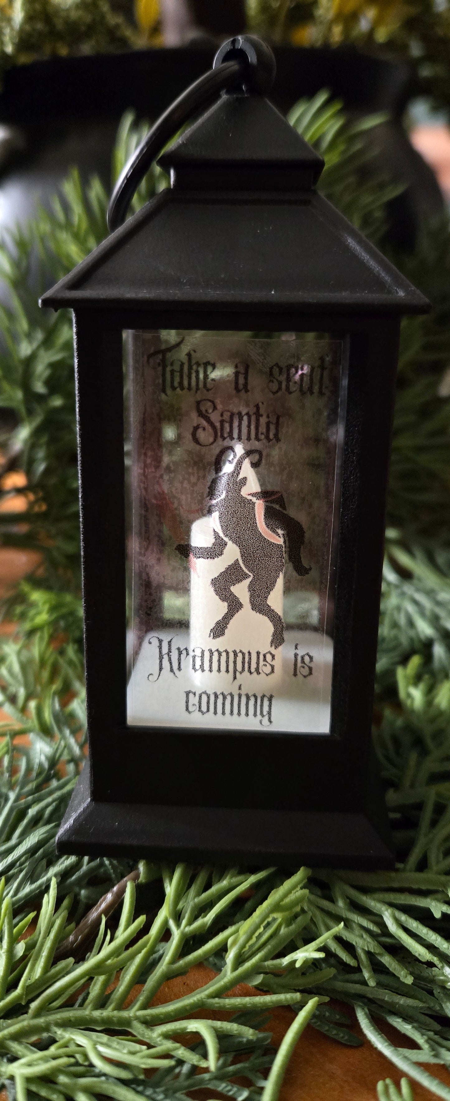 Dark Christmas Lantern Ornament set, Krampus or Witchmas Lantern Trio
