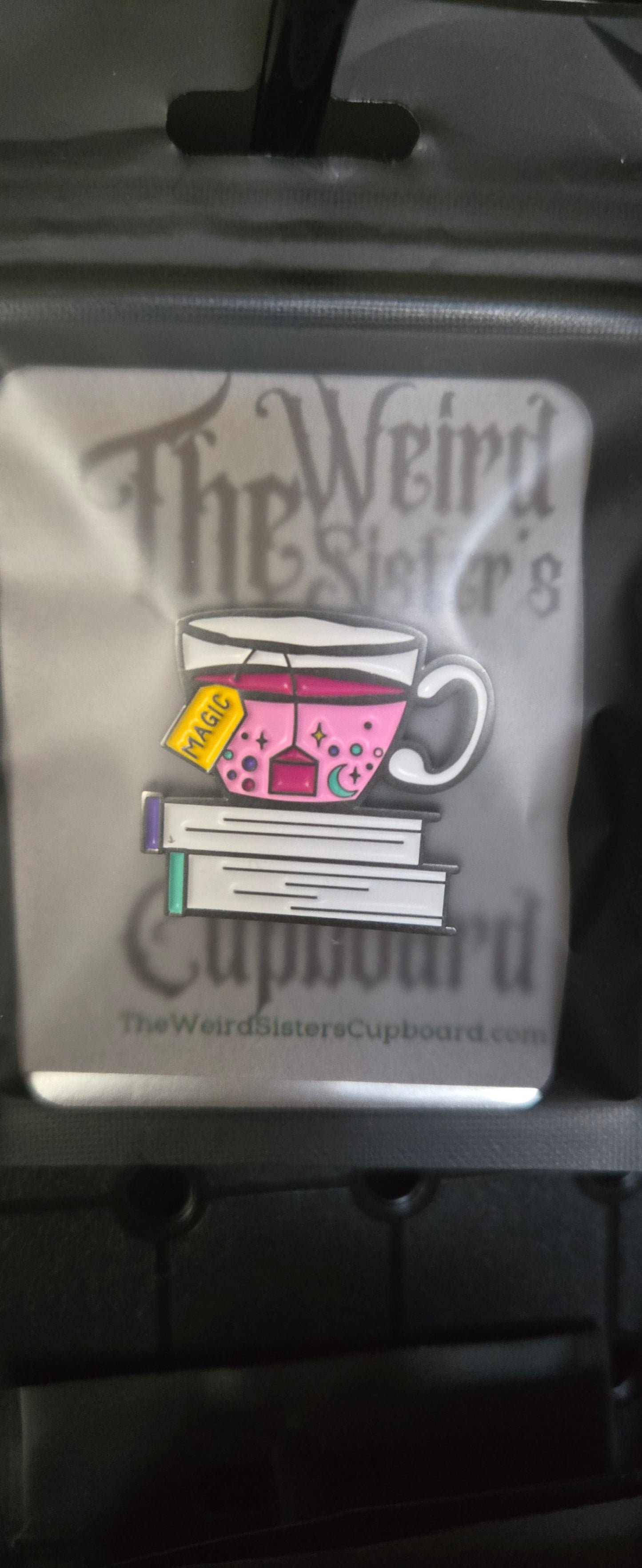 Magic Teacup Enamel Pin – Witchy Books & Tea Aesthetic Lapel Pin