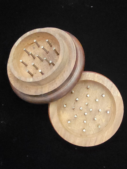 2" Round Carved Wooden handheld Herb Grinder