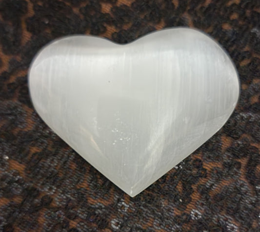 Selenite Heart shaped 1" Palm stone