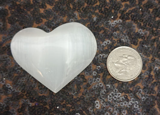 Selenite Heart shaped 1" Palm stone