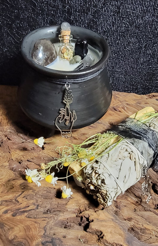 Intention Spelled Cauldron Candle 3"H Protection