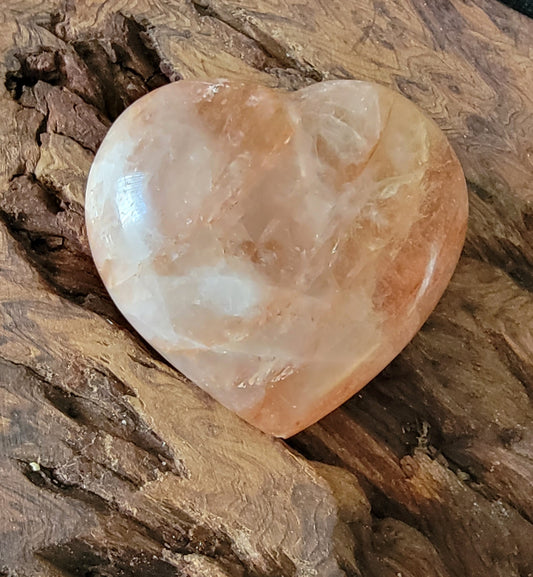 Hematoid Quartz Heart 3" – Fire Quartz Crystal for Clarity & Grounding