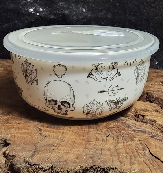 Witch Bowl, Witchy Bowl, Witch Soup Bowl, White Magic Bowl with Lid