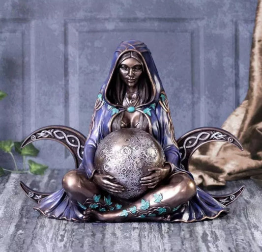 Triple Moon Goddess Statue – Divine Feminine Altar Decor