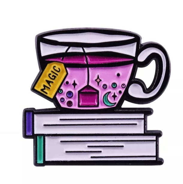 Books, Tea and Magic Enamel Pin