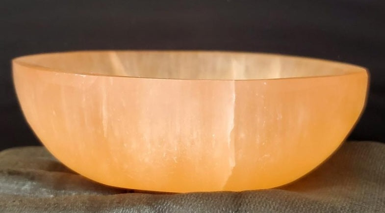 Peach Selenite Bowl Charger, Orange Selenite Bowl